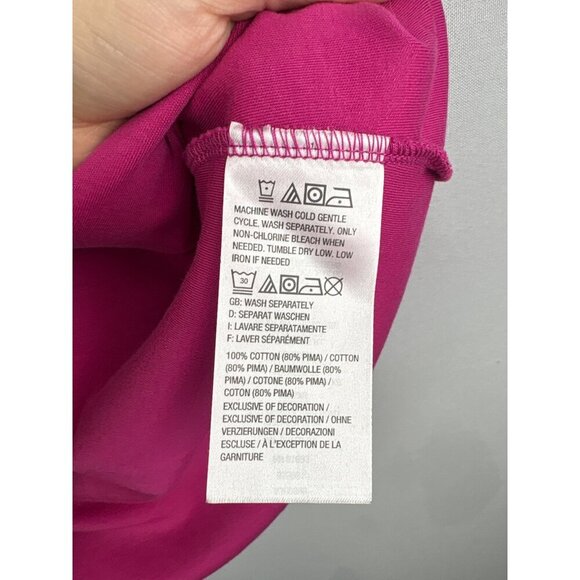 Isaac Mizrahi Live! Essentials Womens Pink T-Shirt 1X Cotton Blend Crew Neck Sho - Picture 4 of 6